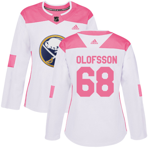 Adidas Sabres #68 Victor Olofsson White/Pink Authentic Fashion Women's Stitched NHL Jersey